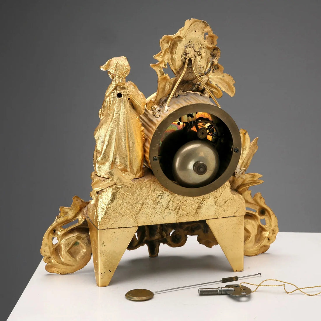 Antique Table Clock Gilded Antimony France XIX-XX Century - France, XIX-XX Century | Antiques | Fancy Goods