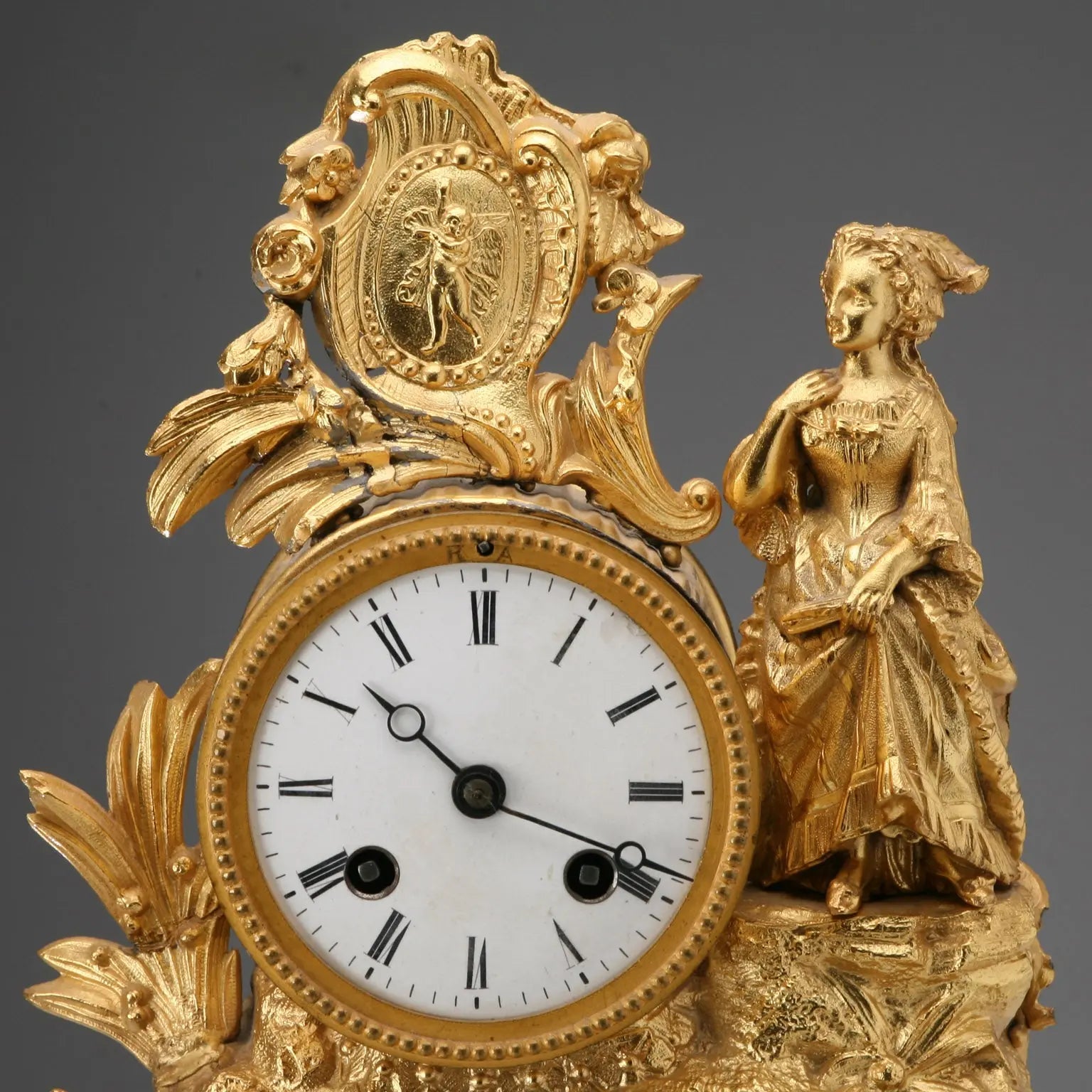 Antique Table Clock Gilded Antimony France XIX-XX Century - France, XIX-XX Century | Antiques | Fancy Goods