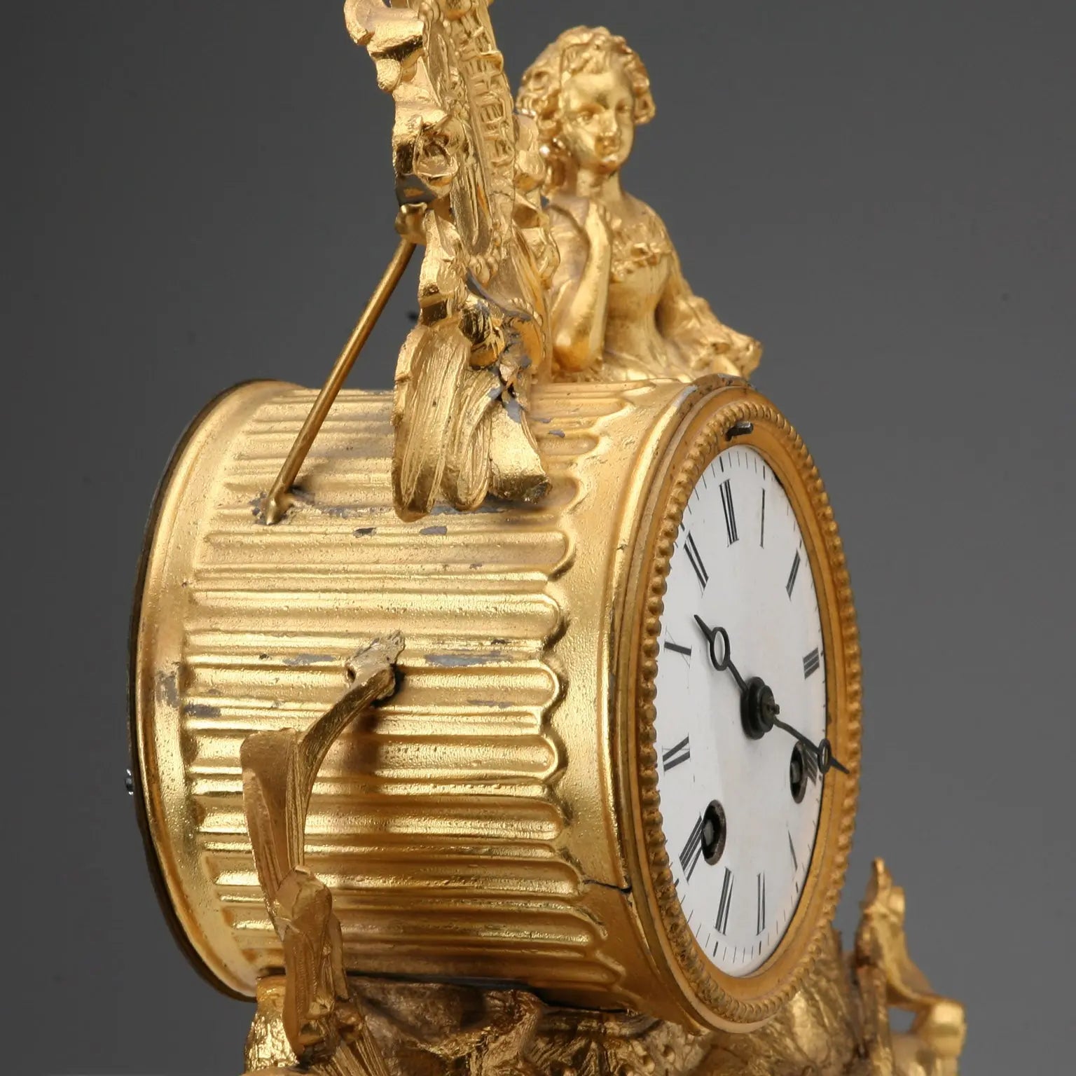 Antique Table Clock Gilded Antimony France XIX-XX Century - France, XIX-XX Century | Antiques | Fancy Goods