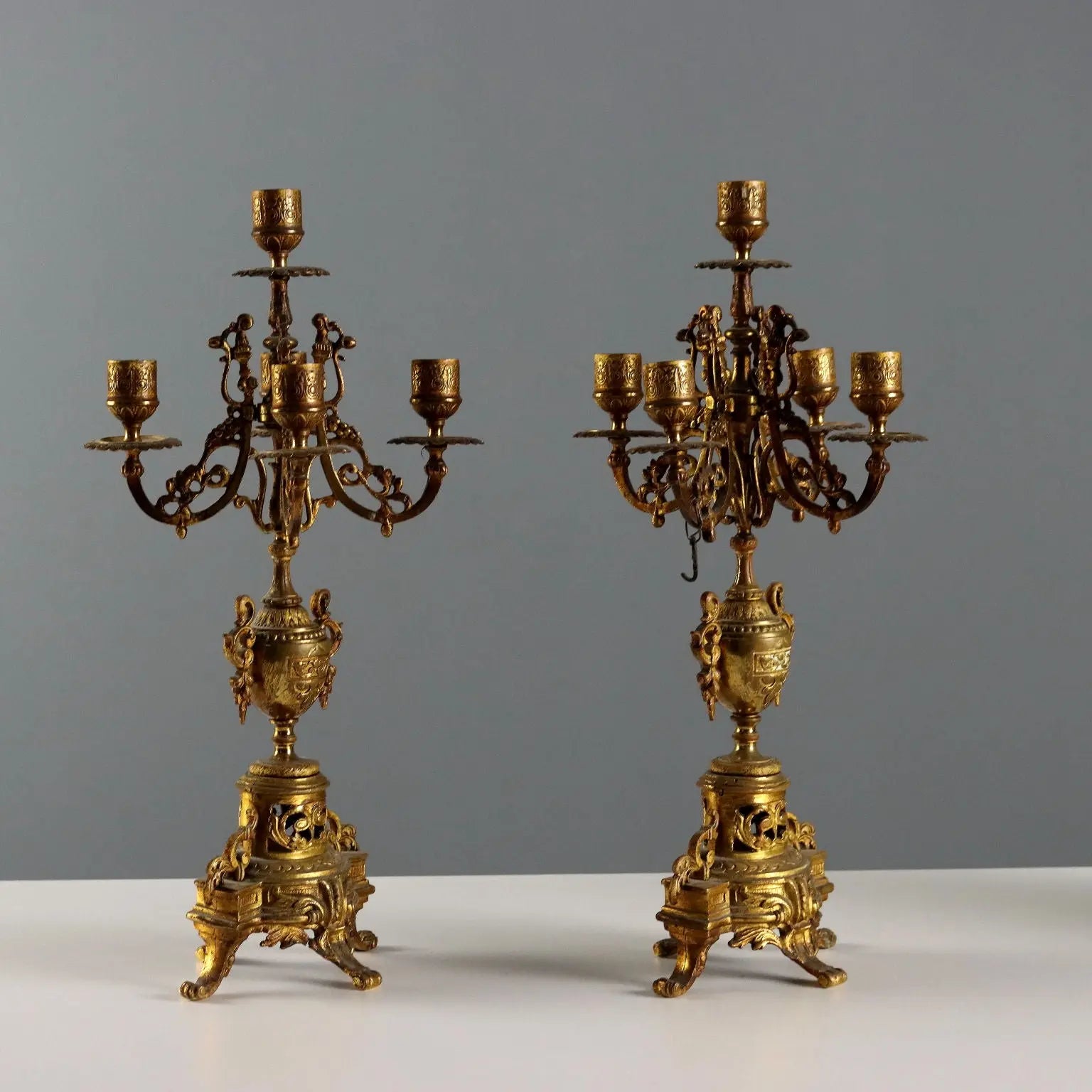 Antique Tryptich Clock Gilded Bronze Eclectic France XIX-XX Century - France, XIX-XX Century | Antiques | Fancy Goods