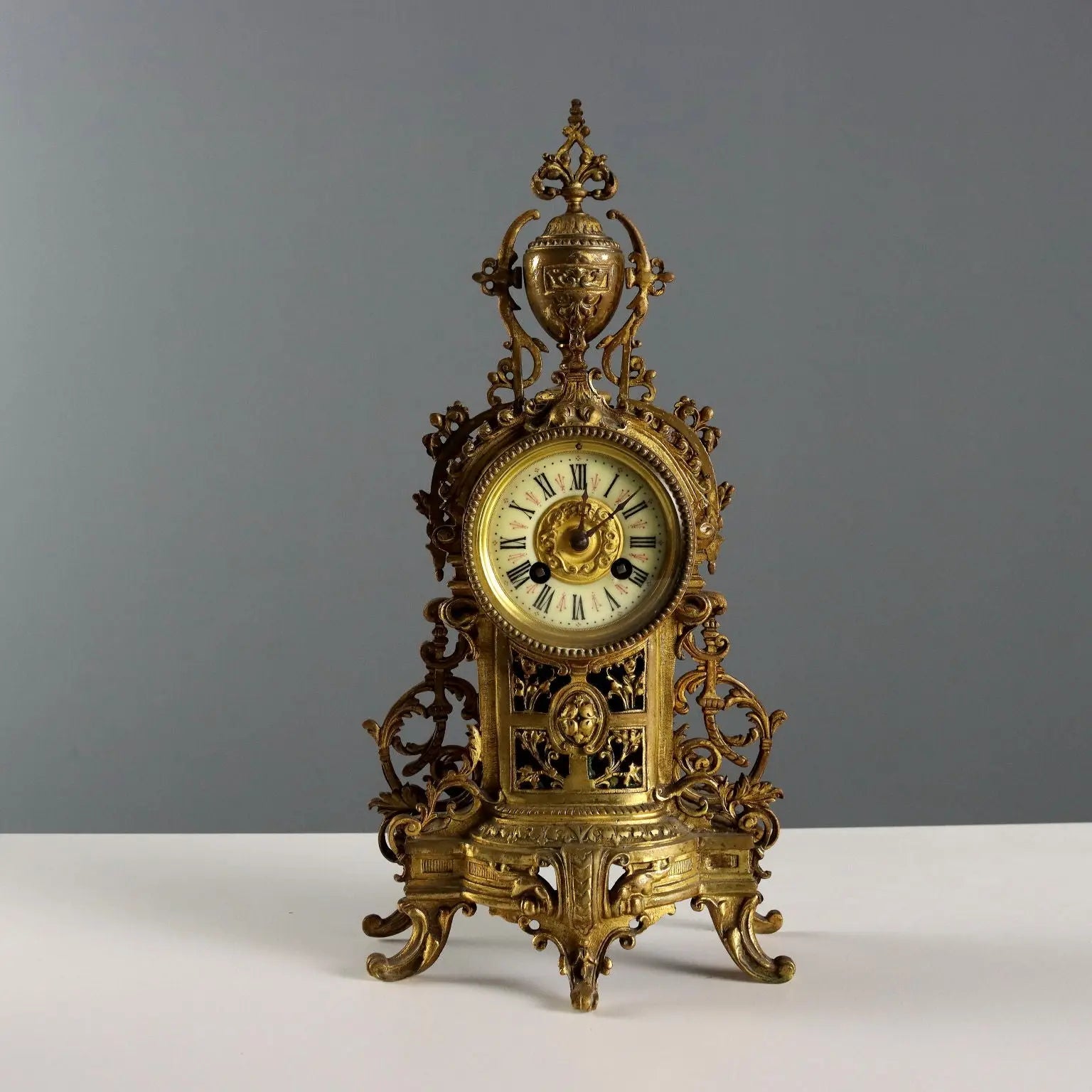 Antique Tryptich Clock Gilded Bronze Eclectic France XIX-XX Century - France, XIX-XX Century | Antiques | Fancy Goods