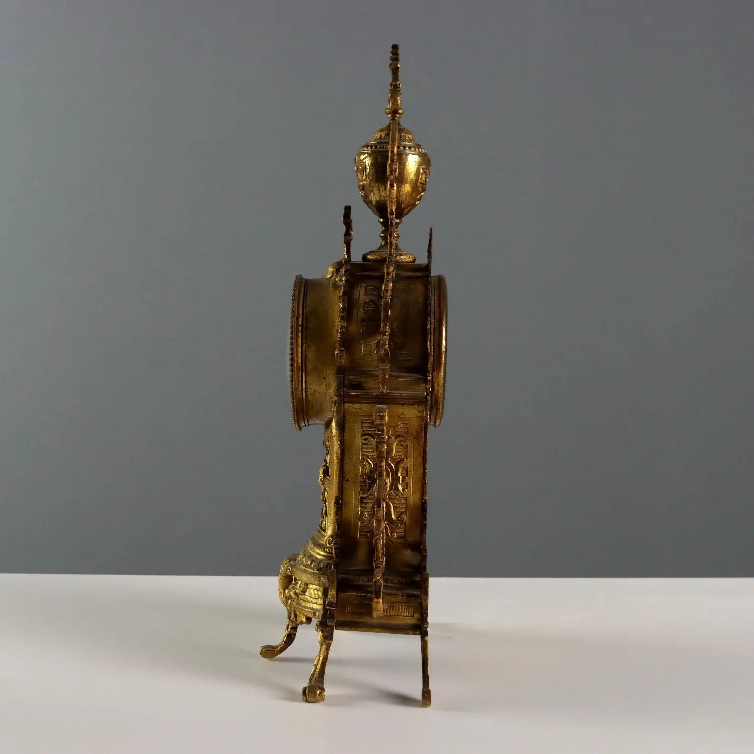 Antique Tryptich Clock Gilded Bronze Eclectic France XIX-XX Century - France, XIX-XX Century | Antiques | Fancy Goods