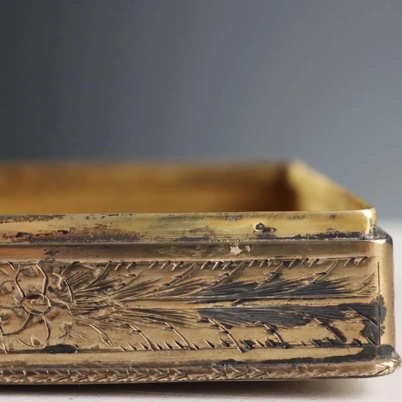 Antique Silver and Glass Stone Box Italy XX Century