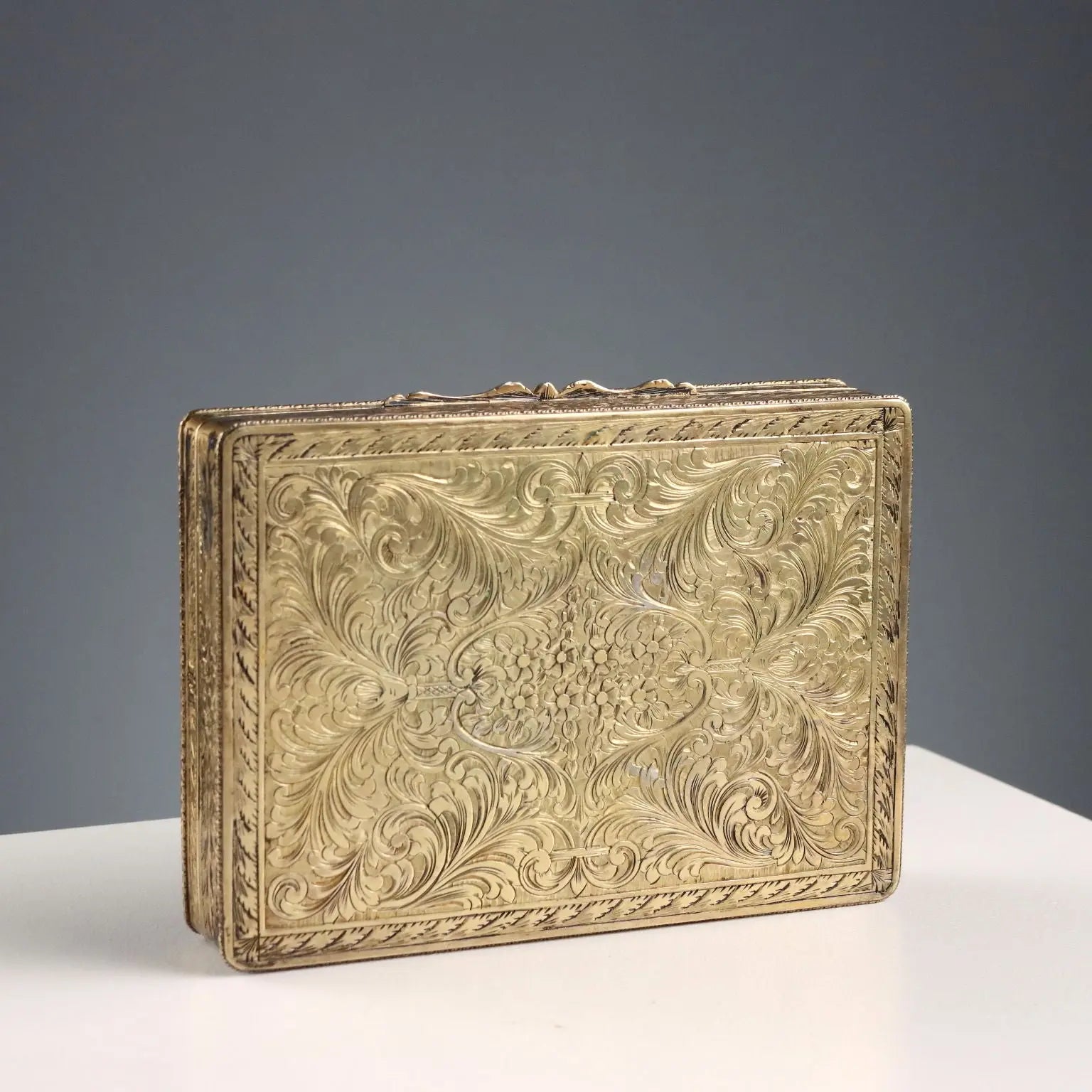Antique Silver and Glass Stone Box Italy XX Century