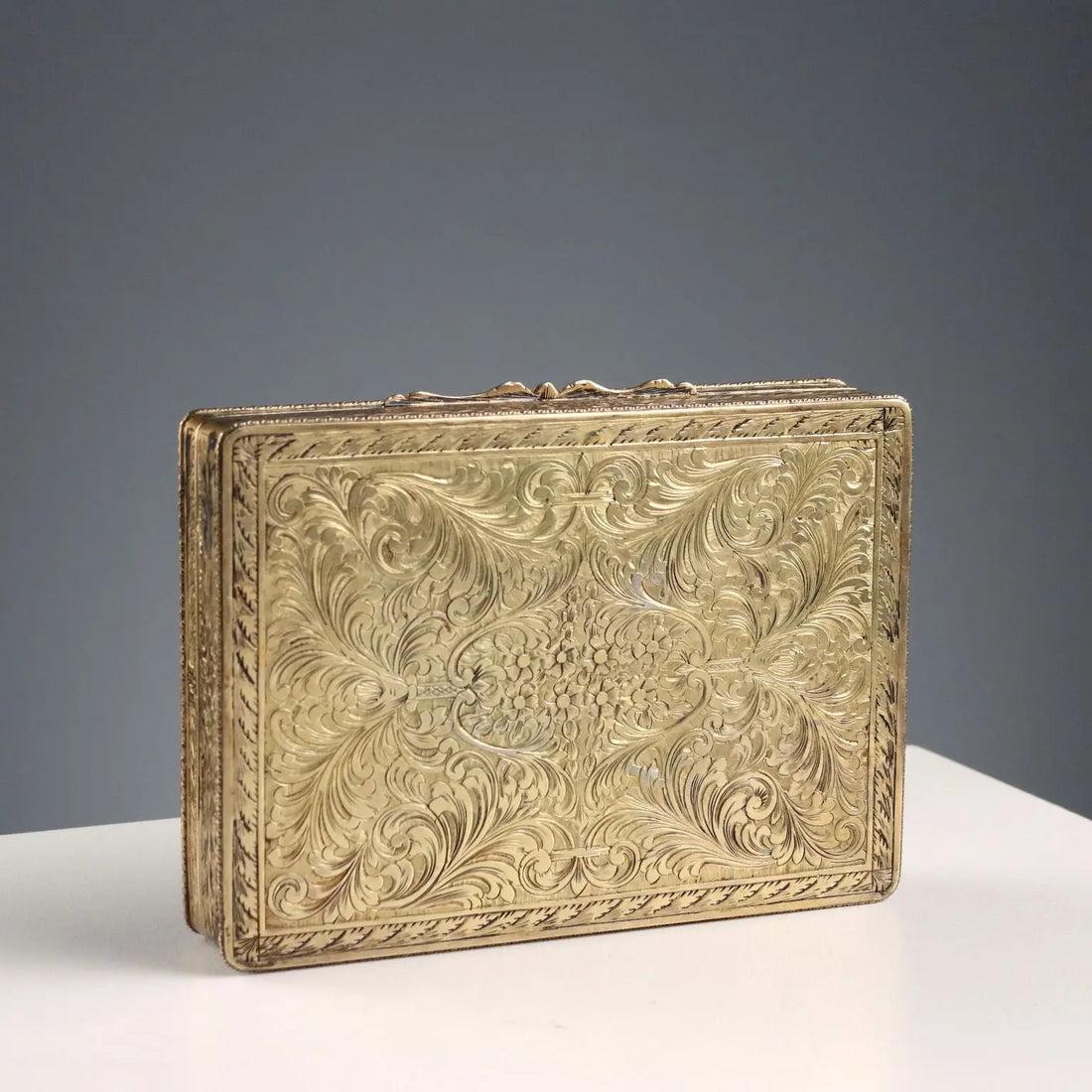 Antique Silver and Glass Stone Box Italy XX Century