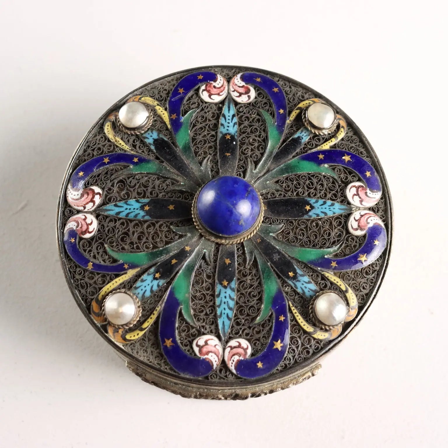 Antique Jewelry Box Lapis Lazuli Italy XX Century