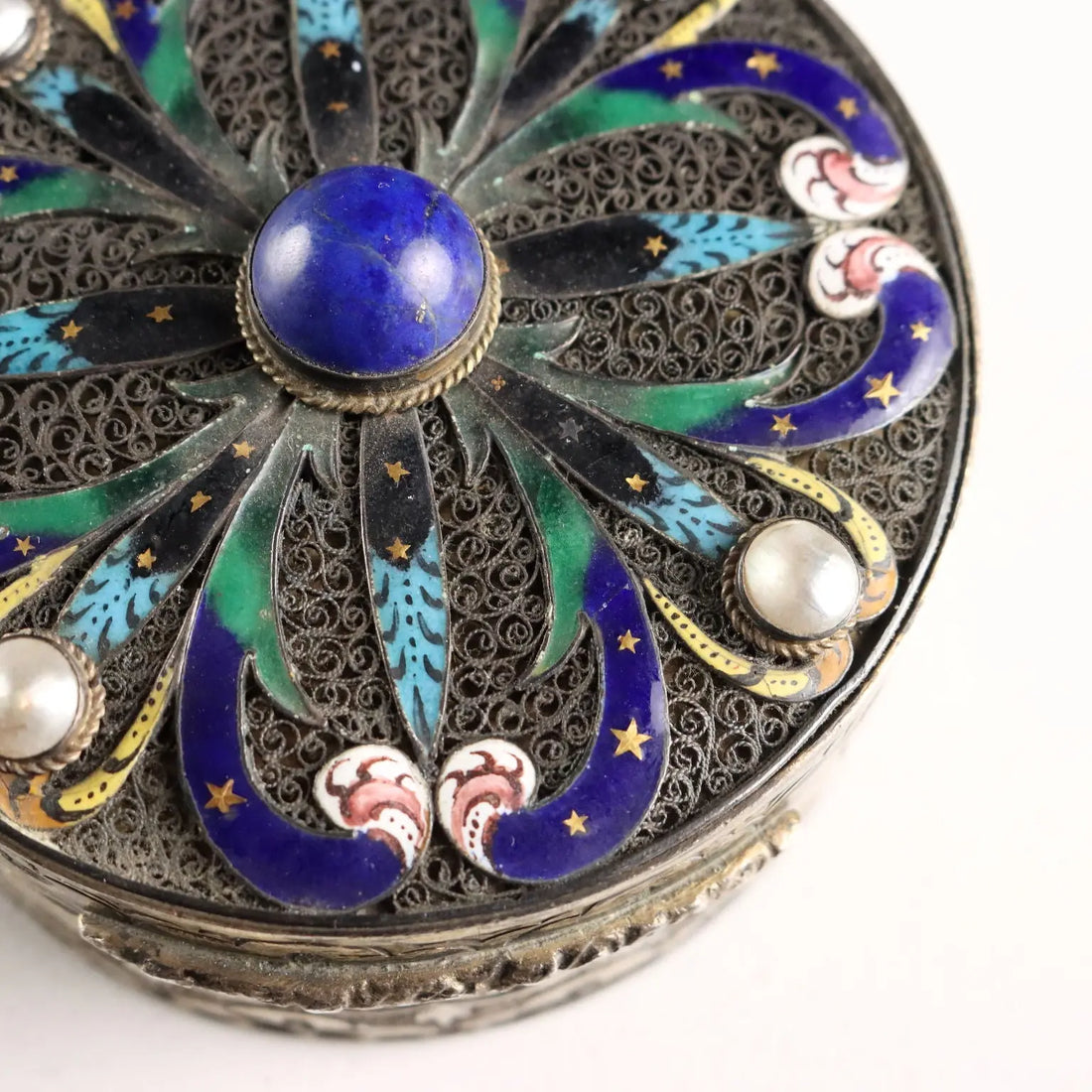 Antique Jewelry Box Lapis Lazuli Italy XX Century