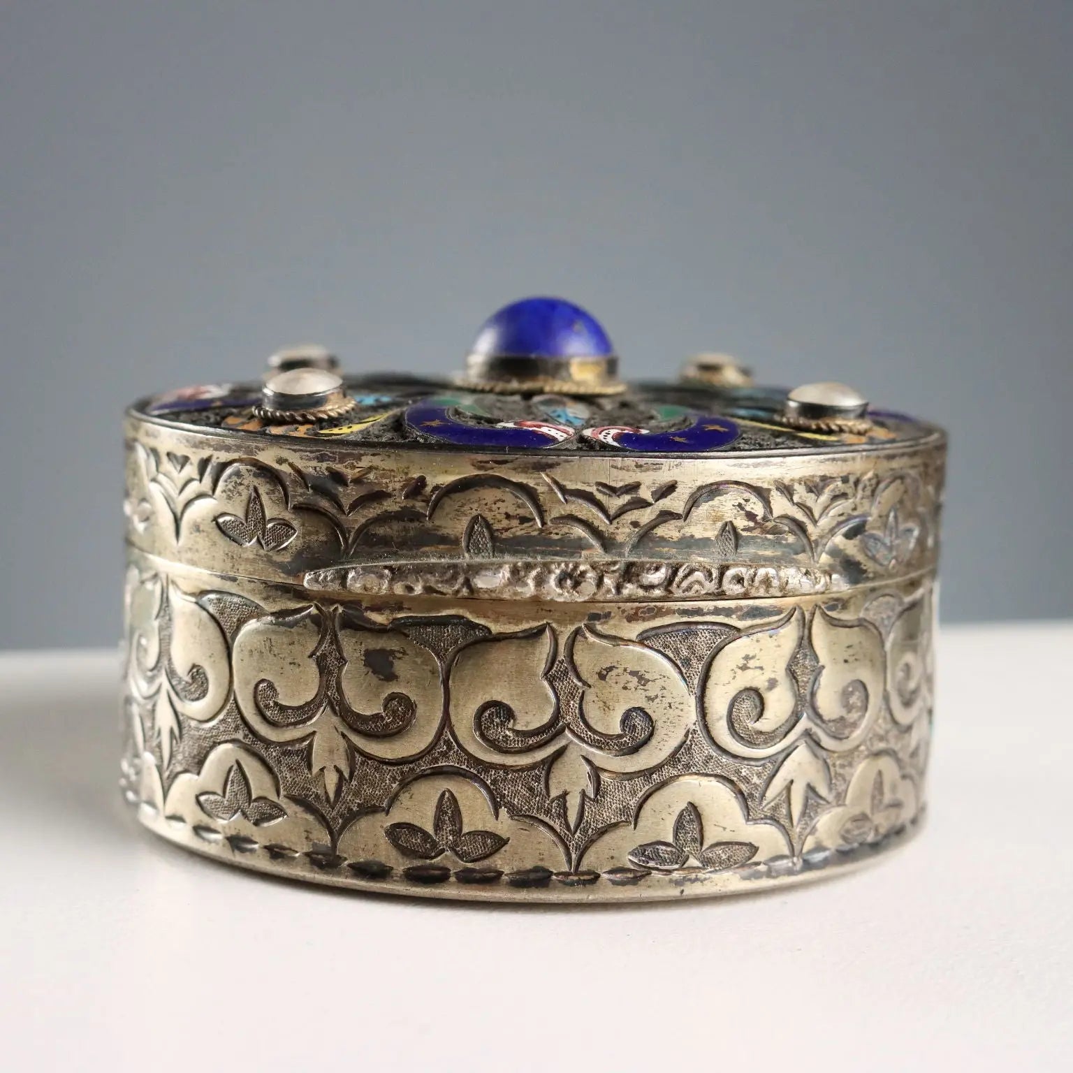 Antique Jewelry Box Lapis Lazuli Italy XX Century
