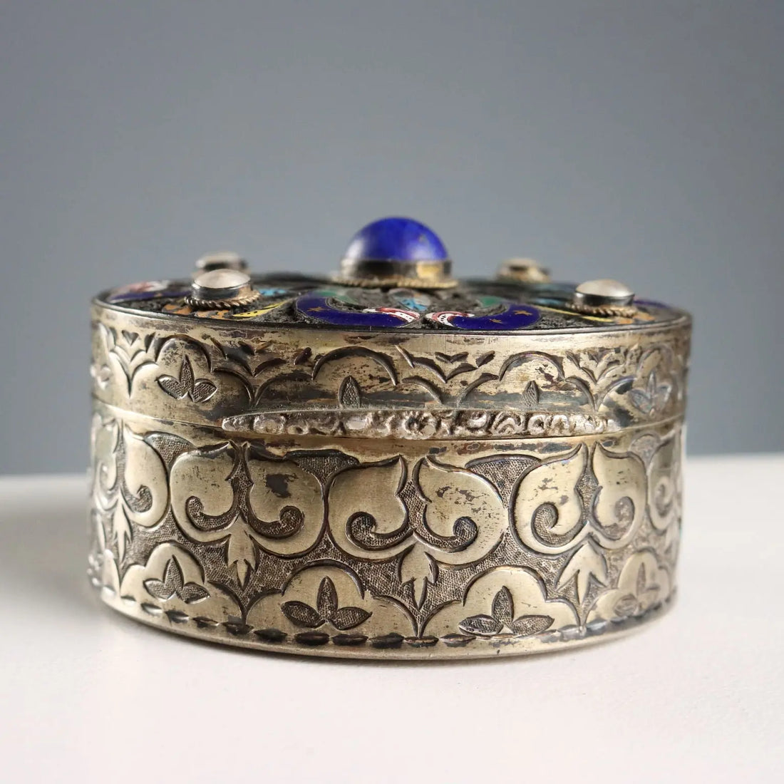 Antique Jewelry Box Lapis Lazuli Italy XX Century