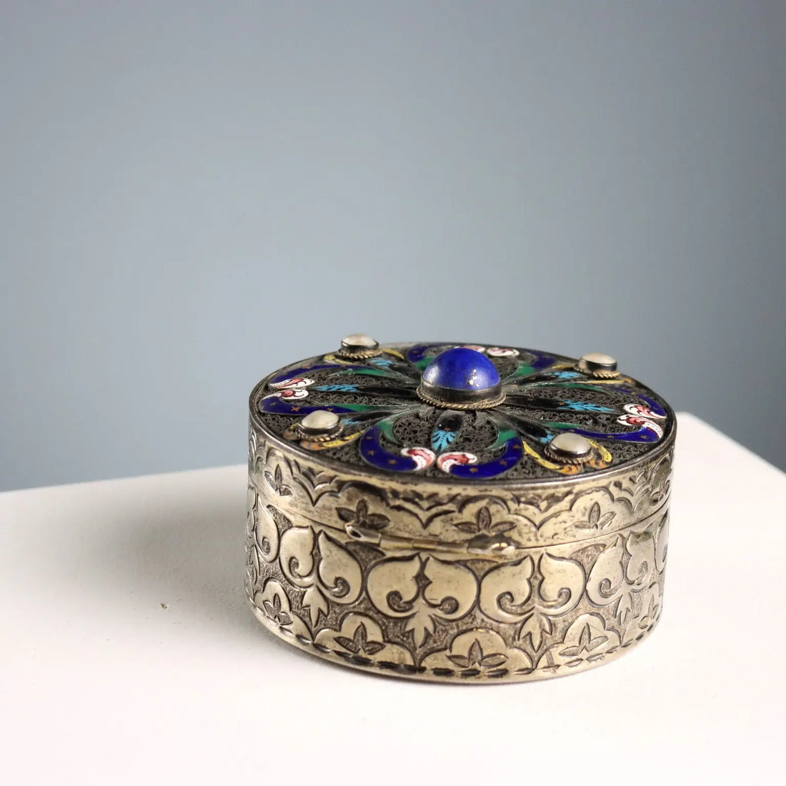 Antique Jewelry Box Lapis Lazuli Italy XX Century