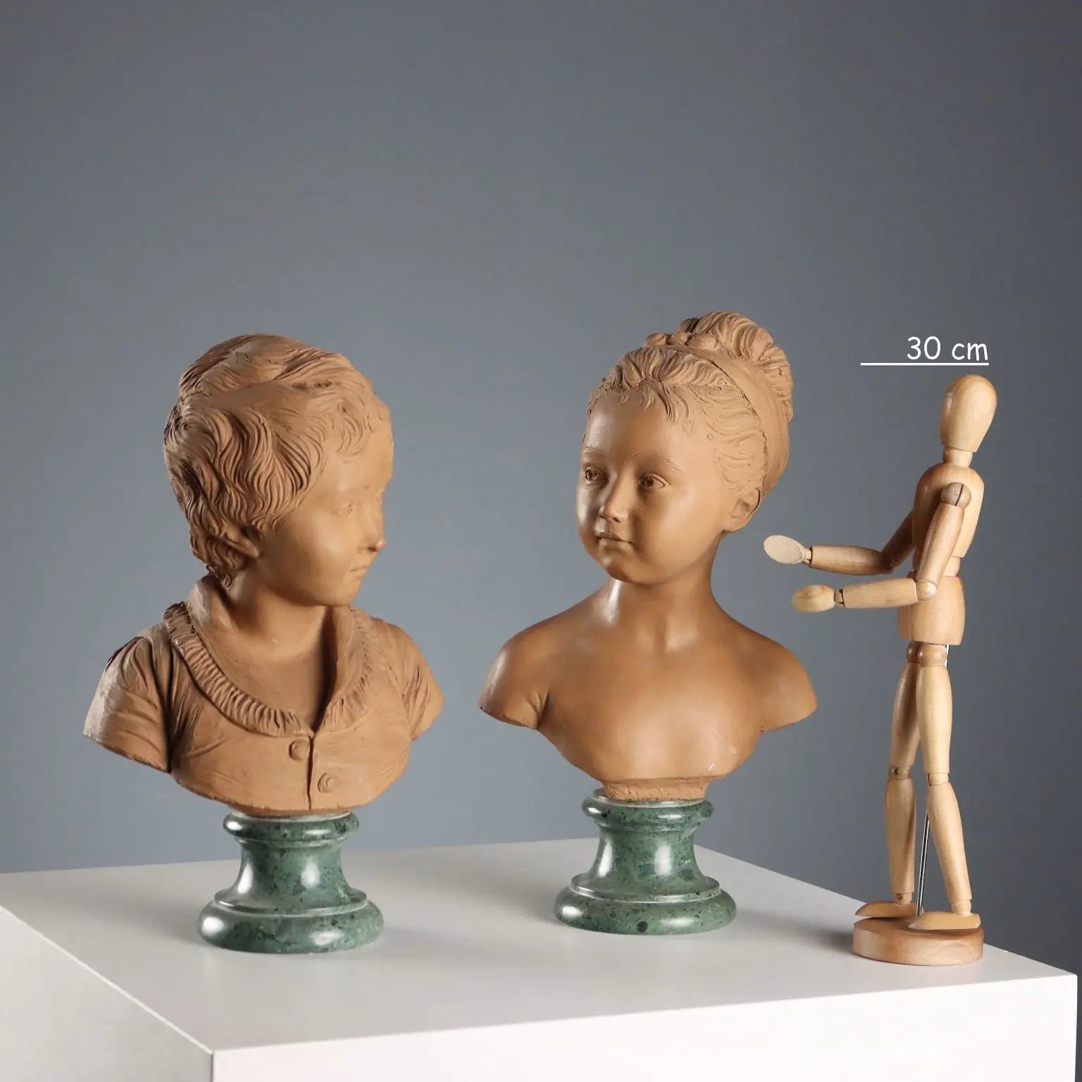 Antique Terracotta Busts by Jean Antoine Houdon Posthumous Copy