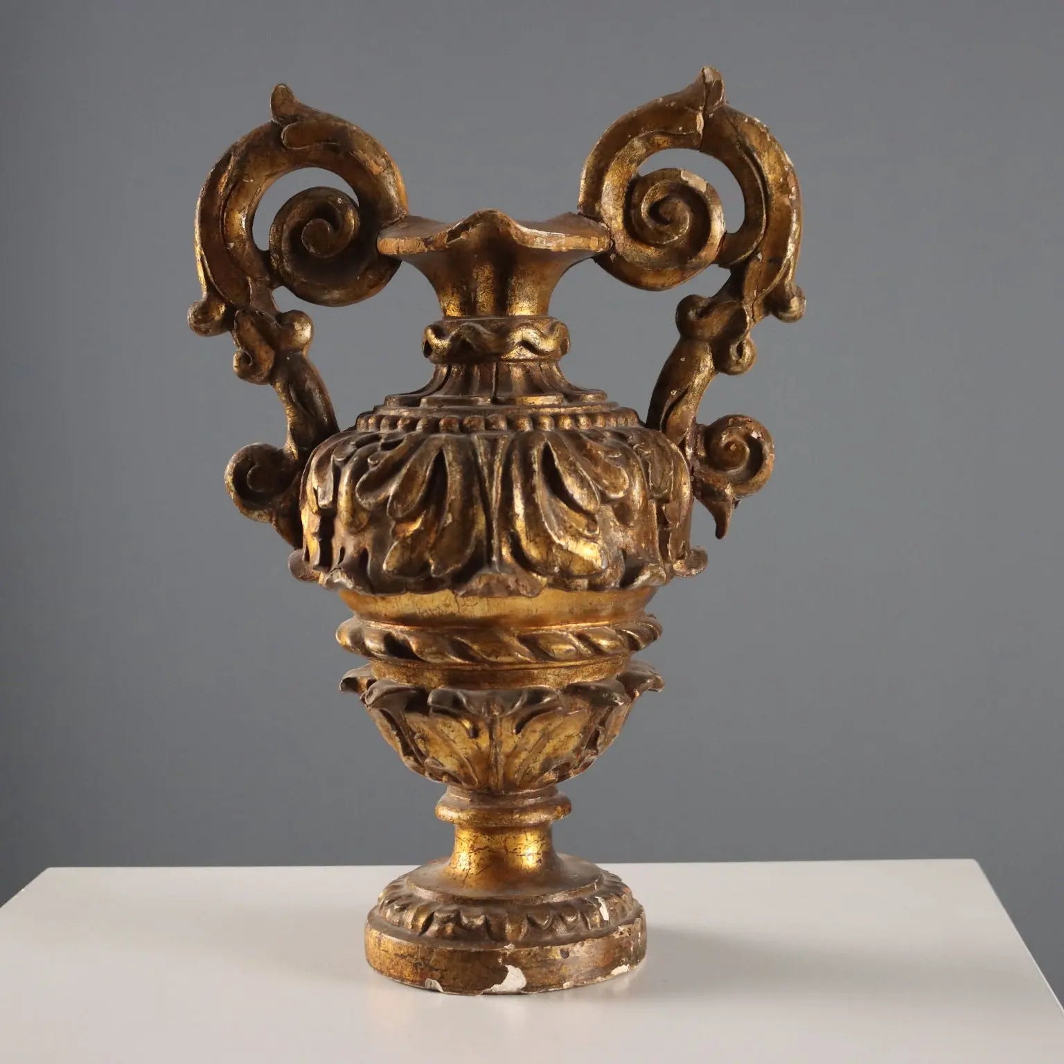 Antique Baroque Vase Carved Gilded Wood Italy XVIII Century - Italy, Early XVIII Century | Antiques | Fancy Goods