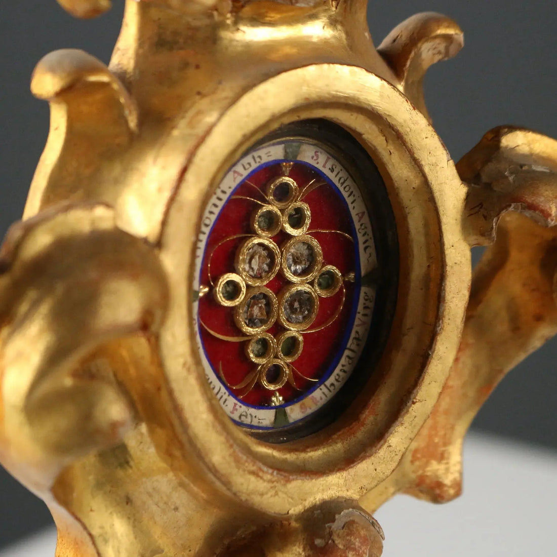 Antique Reliquary Gilded Carved Wood Italy XVIII Century