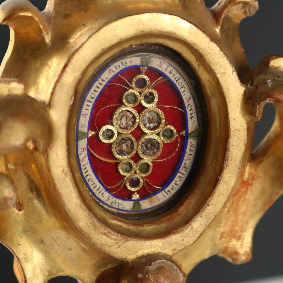 Antique Reliquary Gilded Carved Wood Italy XVIII Century