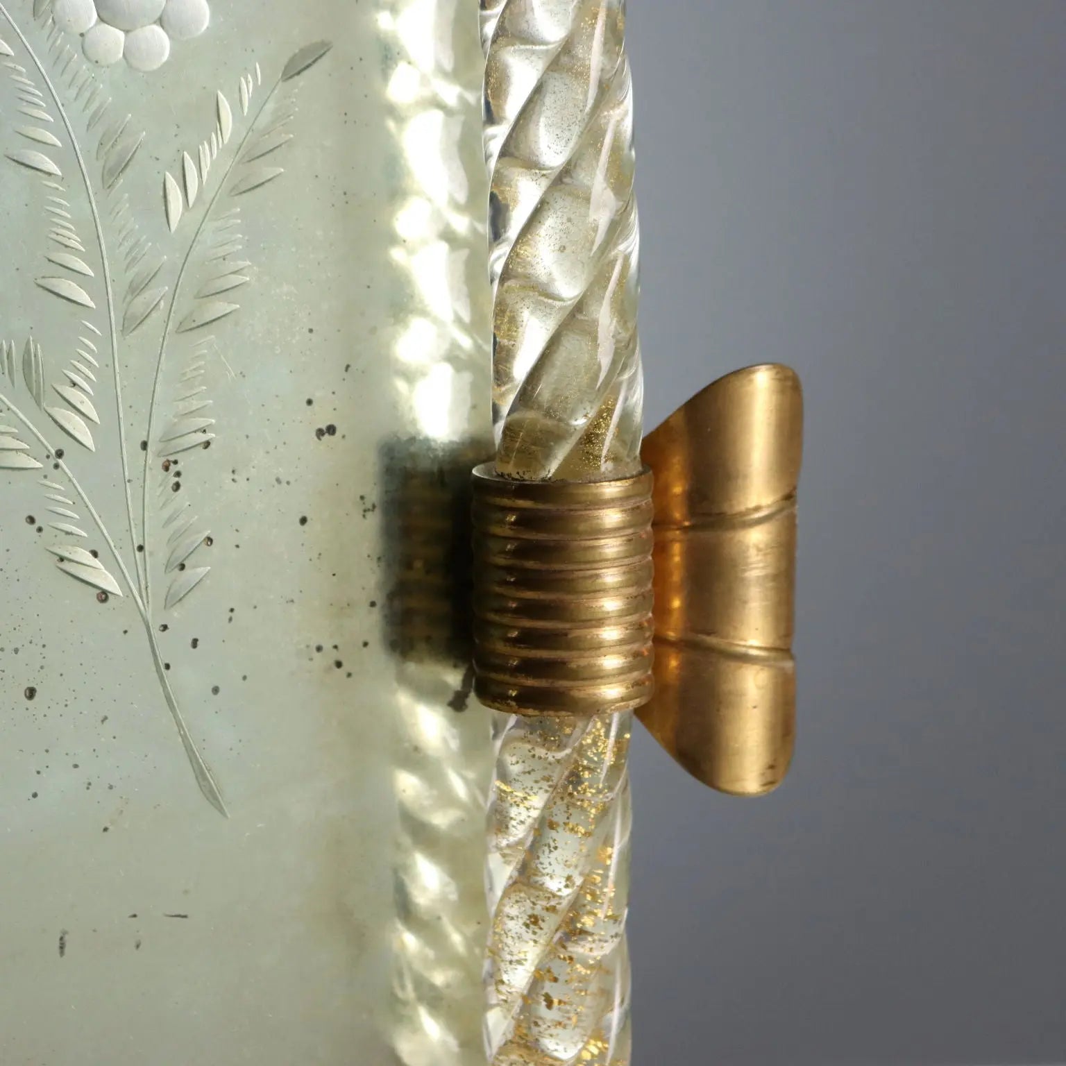 Antique Mirrored Tray Gilded Metal Italy Early XX Century