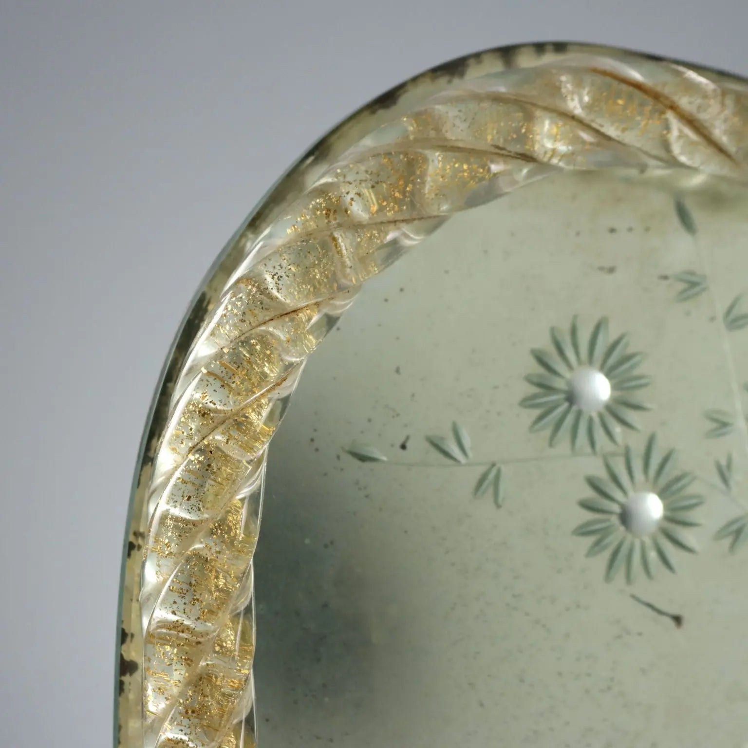 Antique Mirrored Tray Gilded Metal Italy Early XX Century