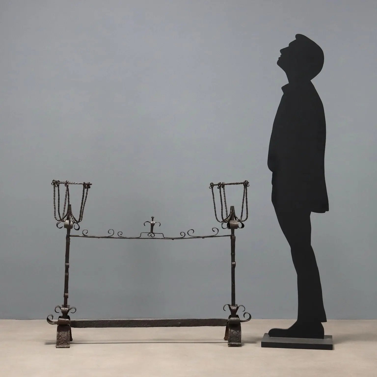 Antique Fireplace Andiron Wrought Iron Italy XIX-XX Century