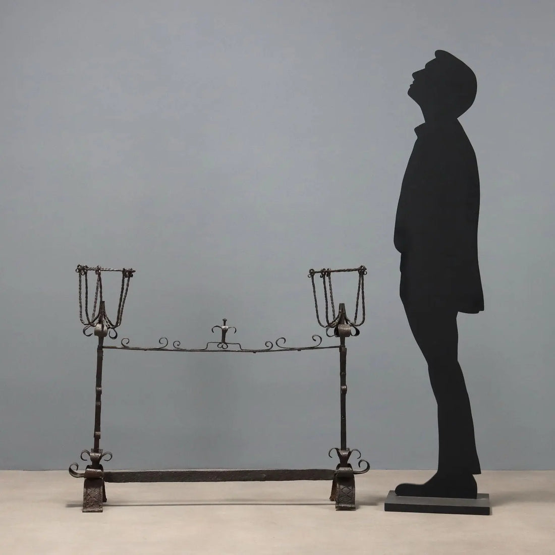 Antique Fireplace Andiron Wrought Iron Italy XIX-XX Century