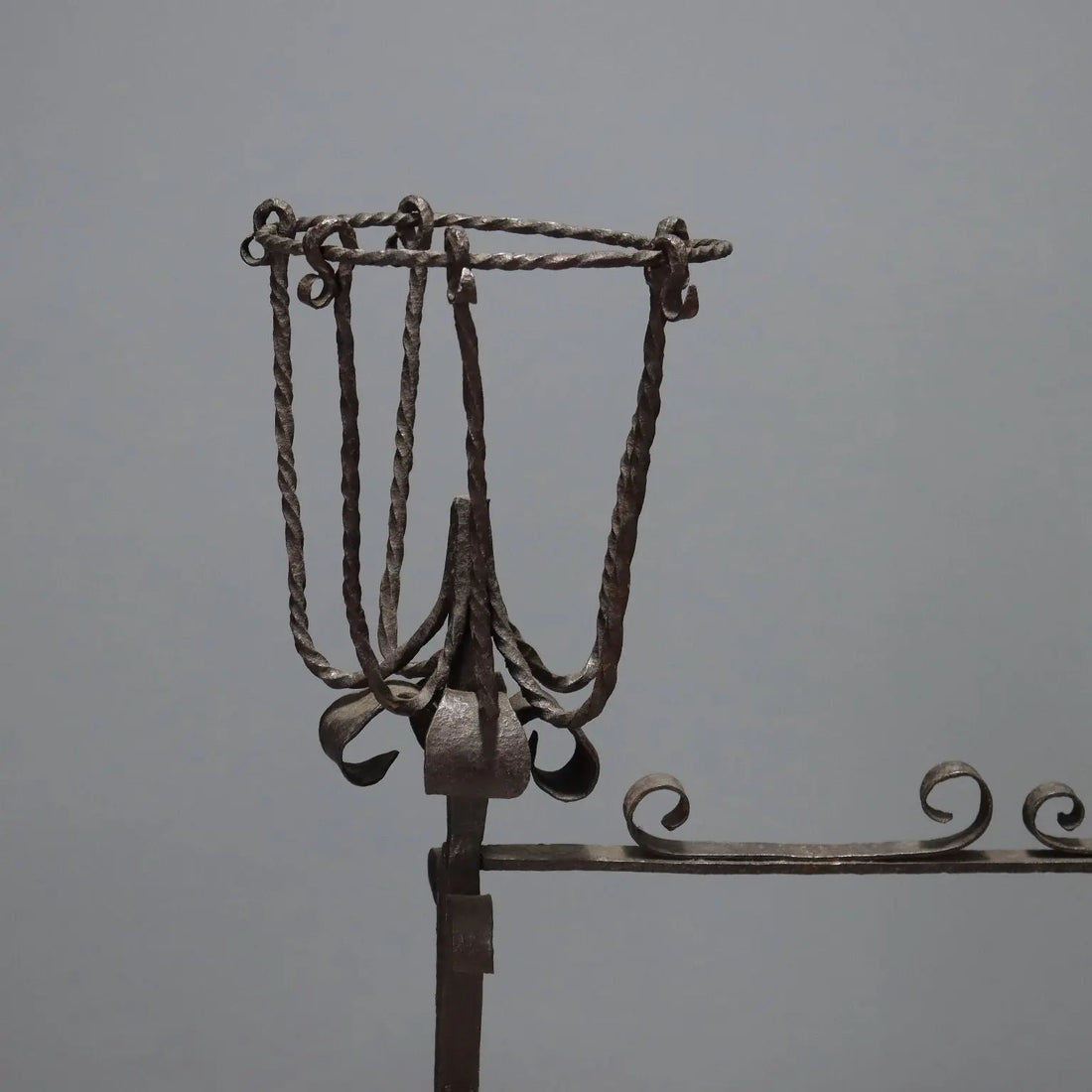 Antique Fireplace Andiron Wrought Iron Italy XIX-XX Century