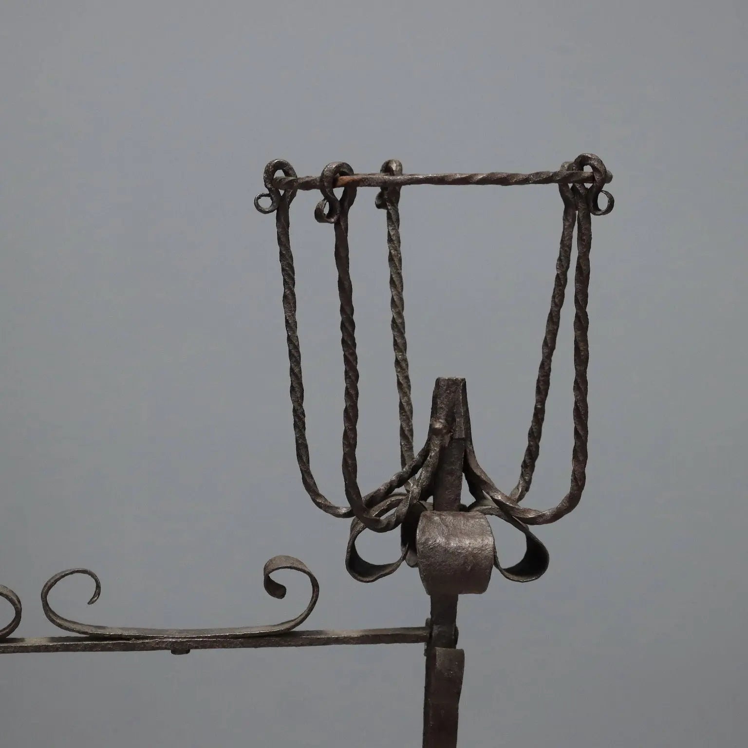 Antique Fireplace Andiron Wrought Iron Italy XIX-XX Century