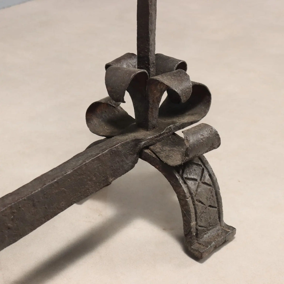 Antique Fireplace Andiron Wrought Iron Italy XIX-XX Century