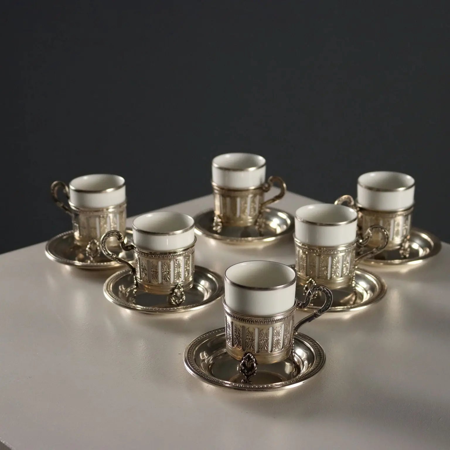 Antique Coffee Cups Silver and Porcelain Heinrich Manufactory '900 - Germany, Second Half XX Century | Antiques | Fancy Goods
