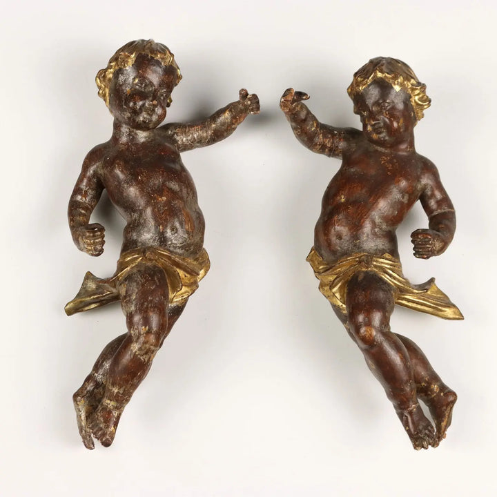 Antique Angels Carved Gilded Lacquered Wood Italy XIX Century - Italy, Early XIX Century | Antiques | Fancy Goods
