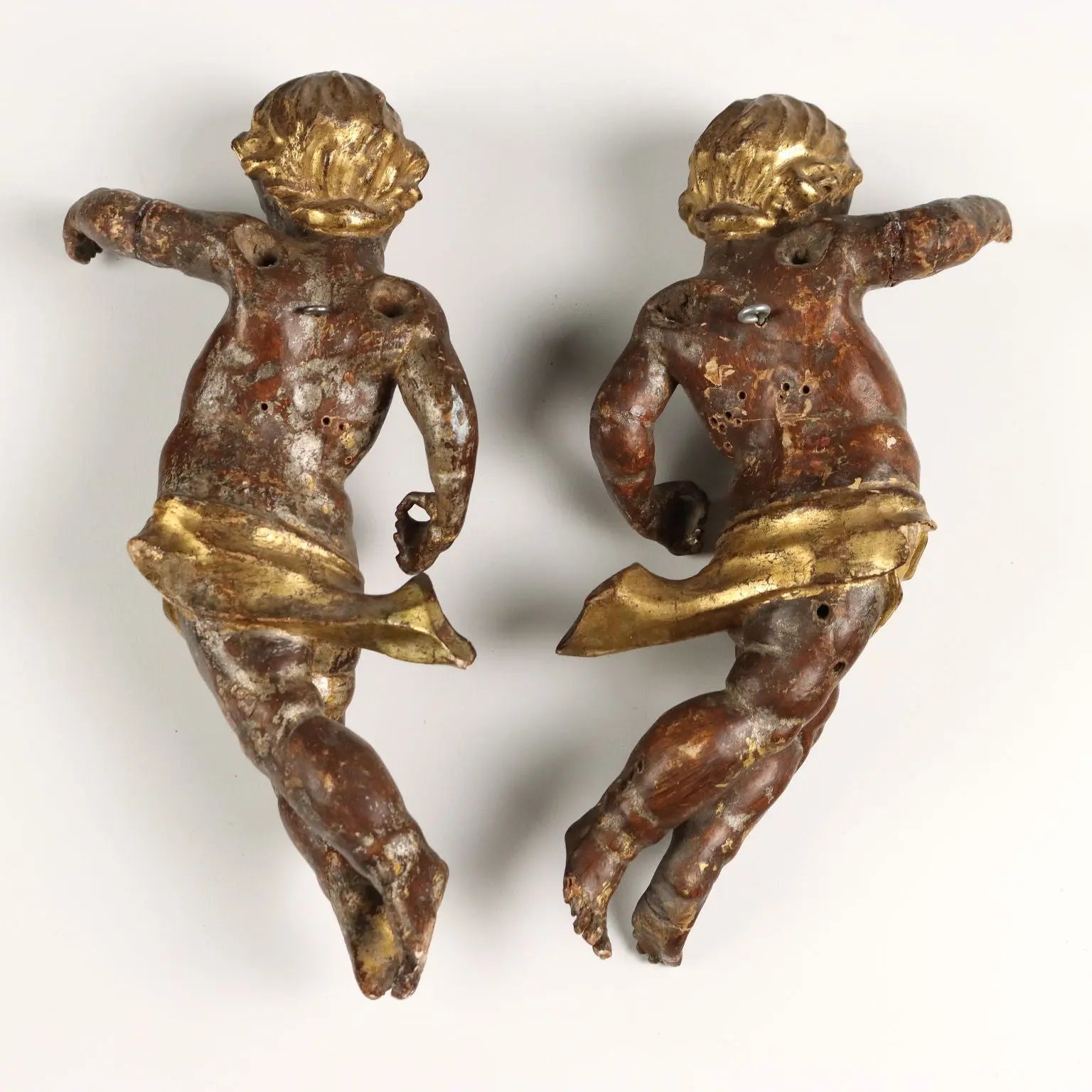 Antique Angels Carved Gilded Lacquered Wood Italy XIX Century - Italy, Early XIX Century | Antiques | Fancy Goods