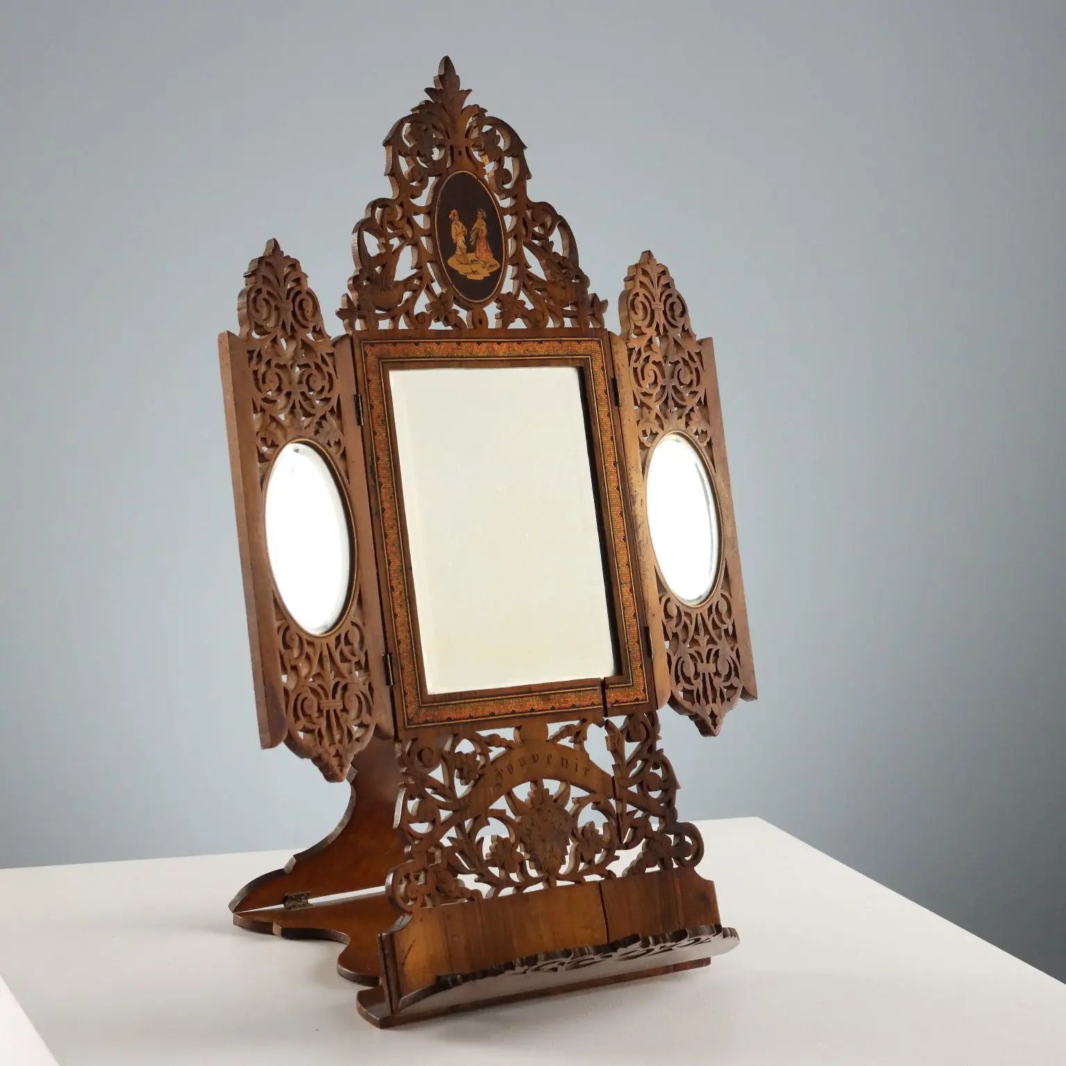 Antique Mirror Engraved Wood Sorrento Italy XIX Century - Italy, XIX Century | Antiques | Fancy Goods
