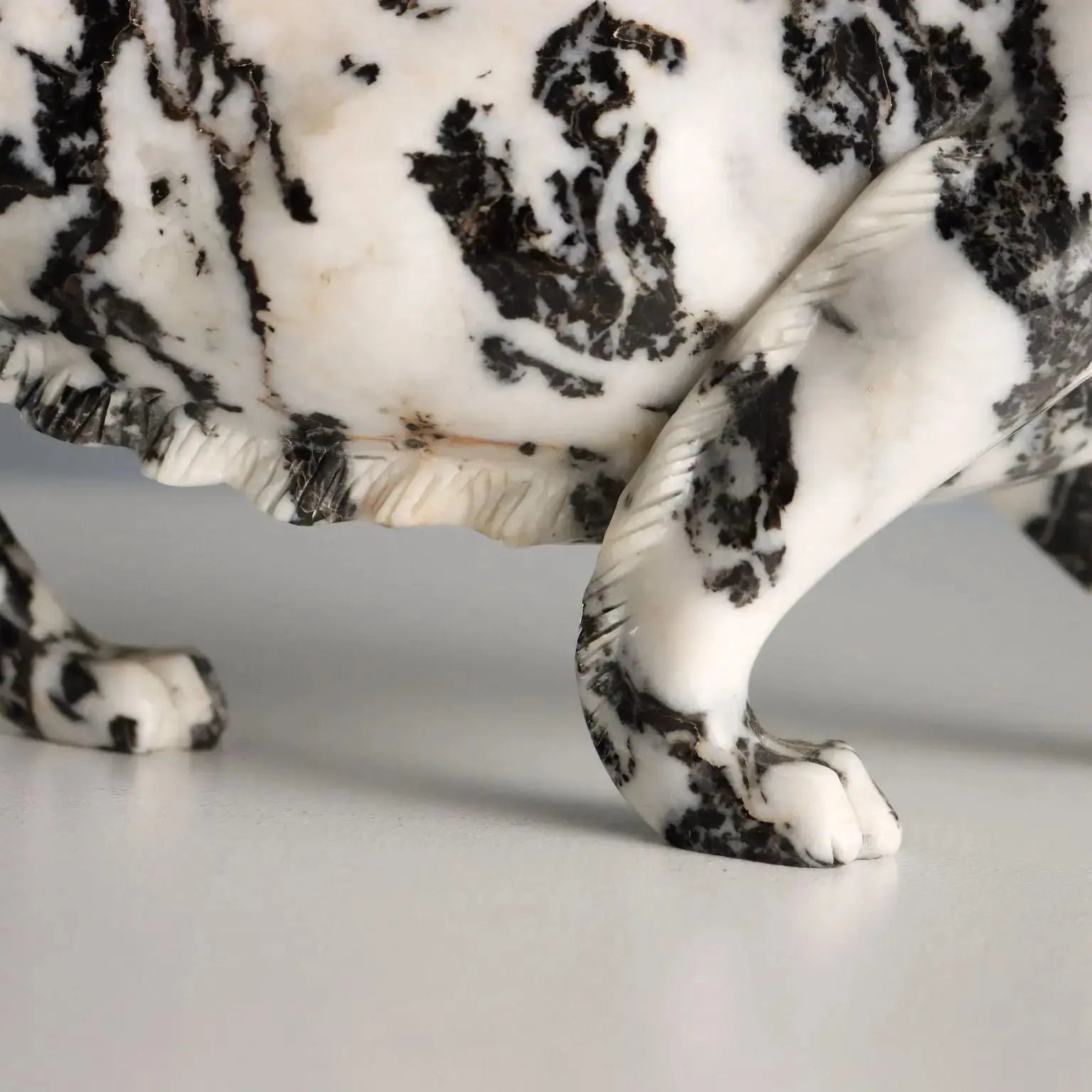 Antique Sculpture Panther Black and White Marble XX Century