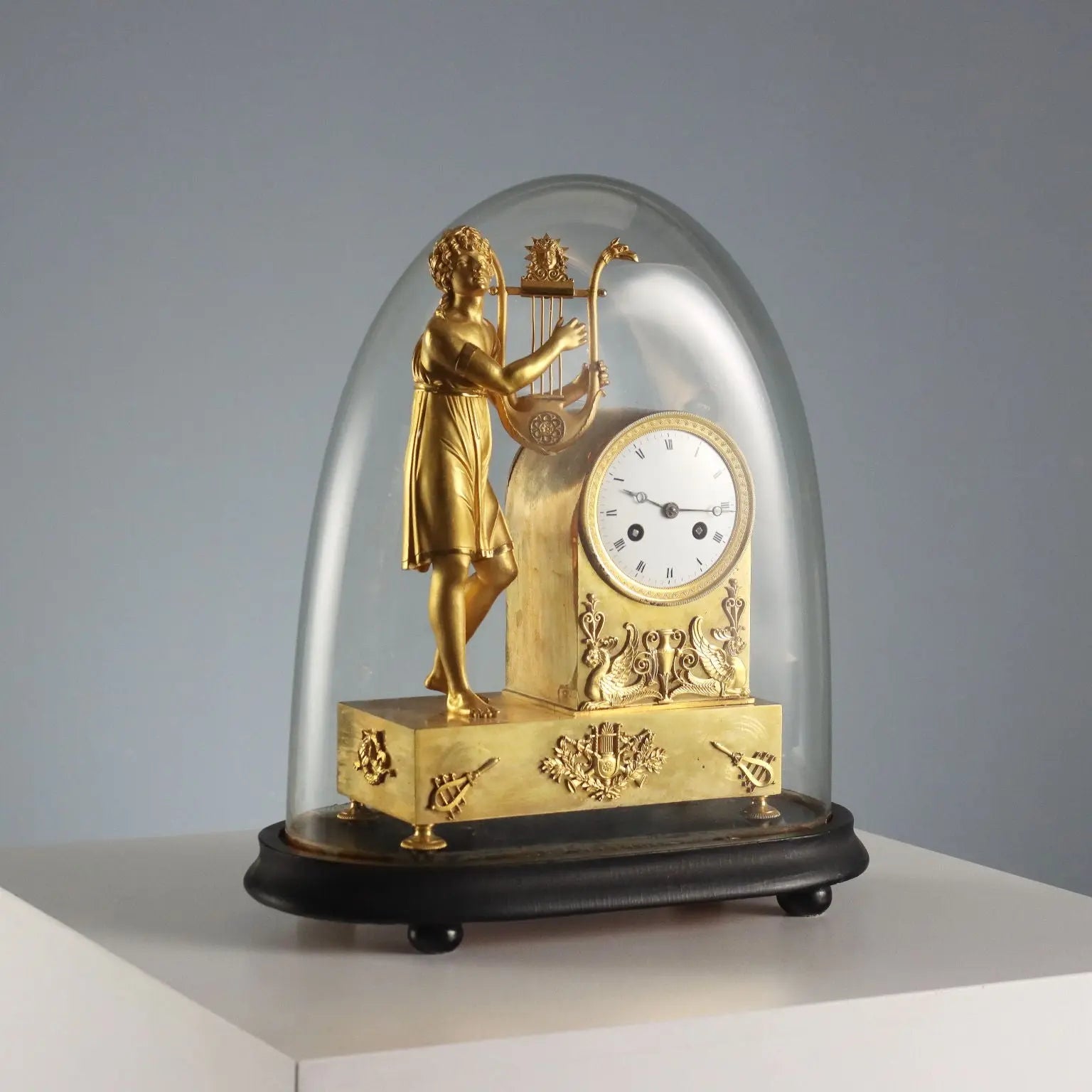 Antique Table Clock Napoleon III Gilded Bronze XIX Century