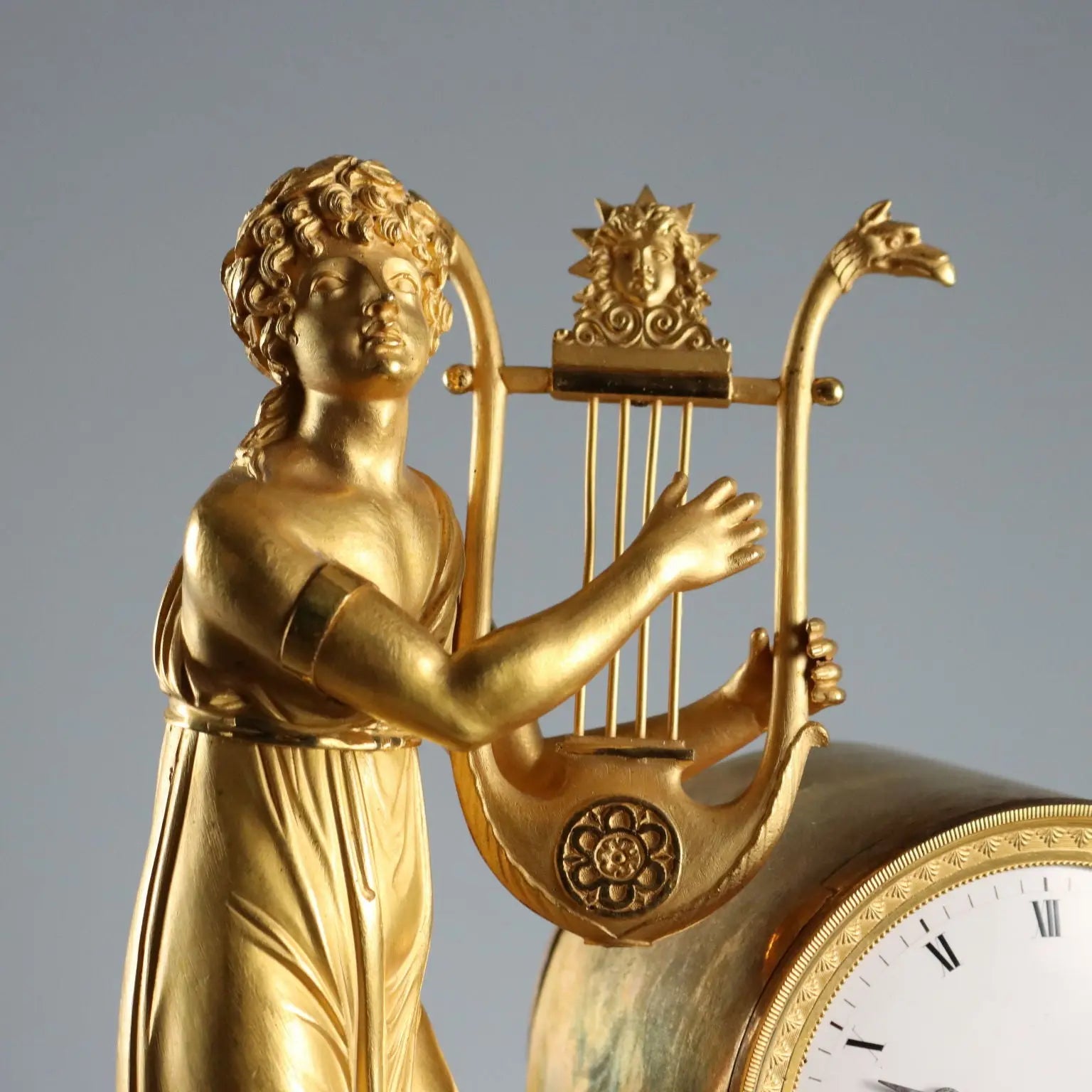 Antique Table Clock Napoleon III Gilded Bronze XIX Century