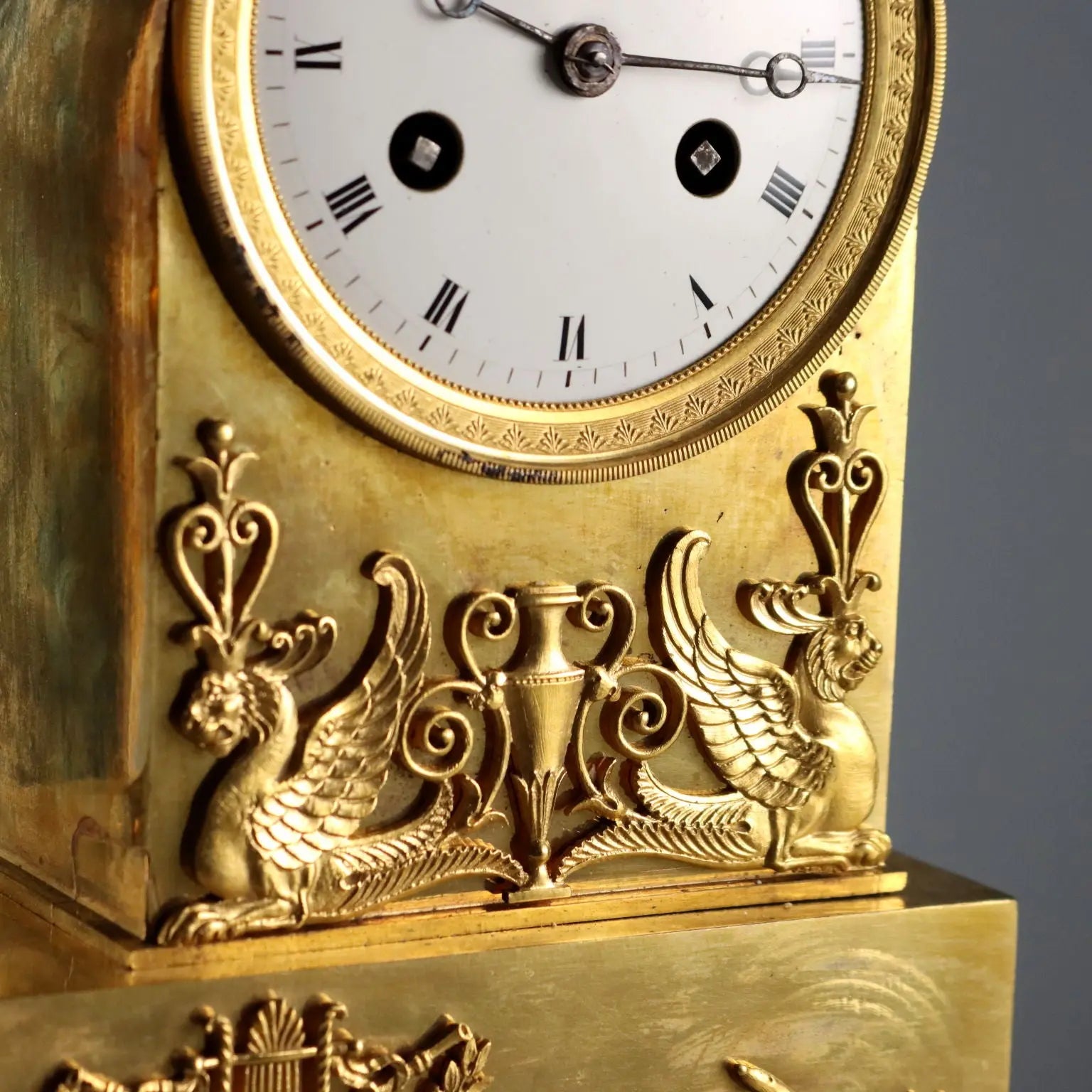 Antique Table Clock Napoleon III Gilded Bronze XIX Century
