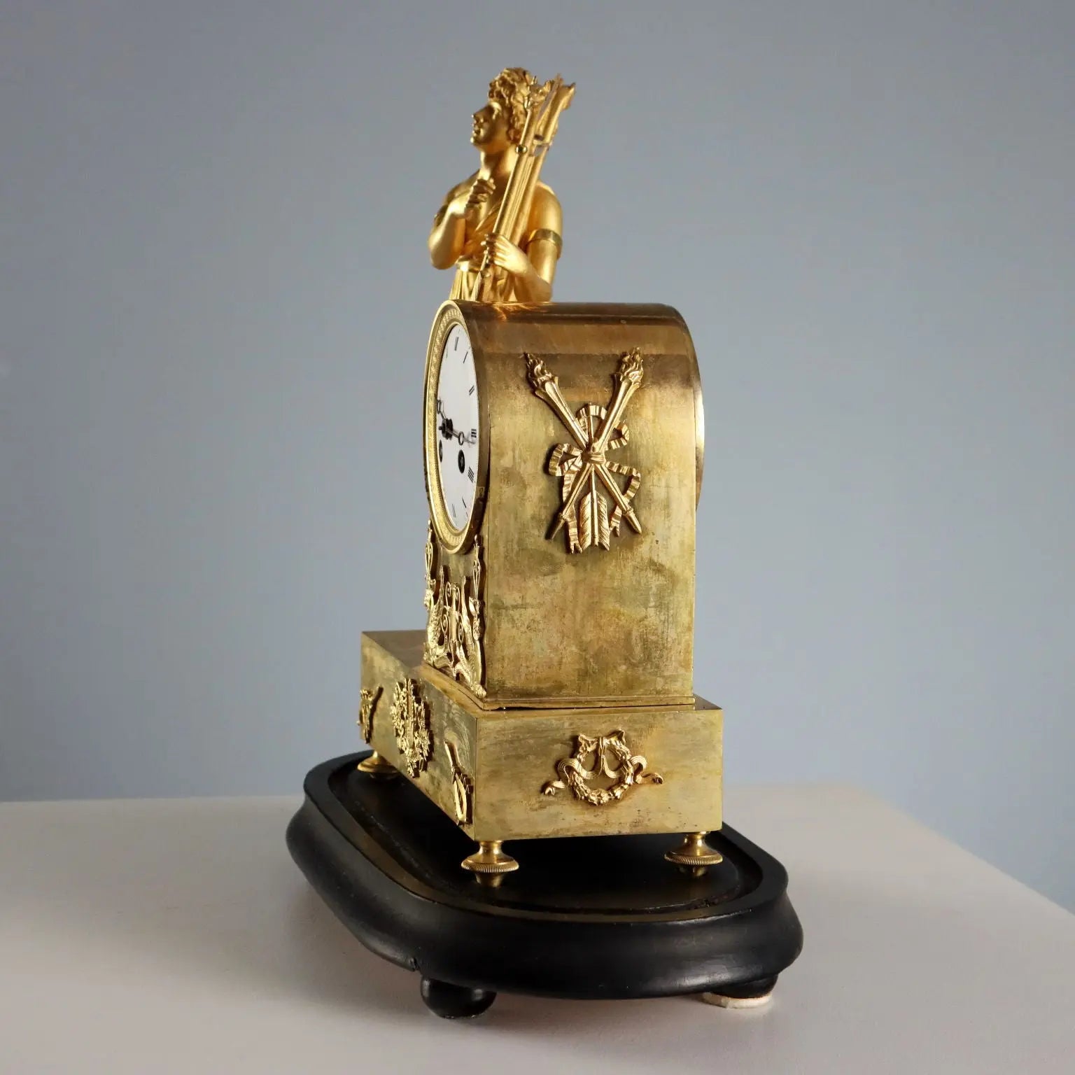 Antique Table Clock Napoleon III Gilded Bronze XIX Century