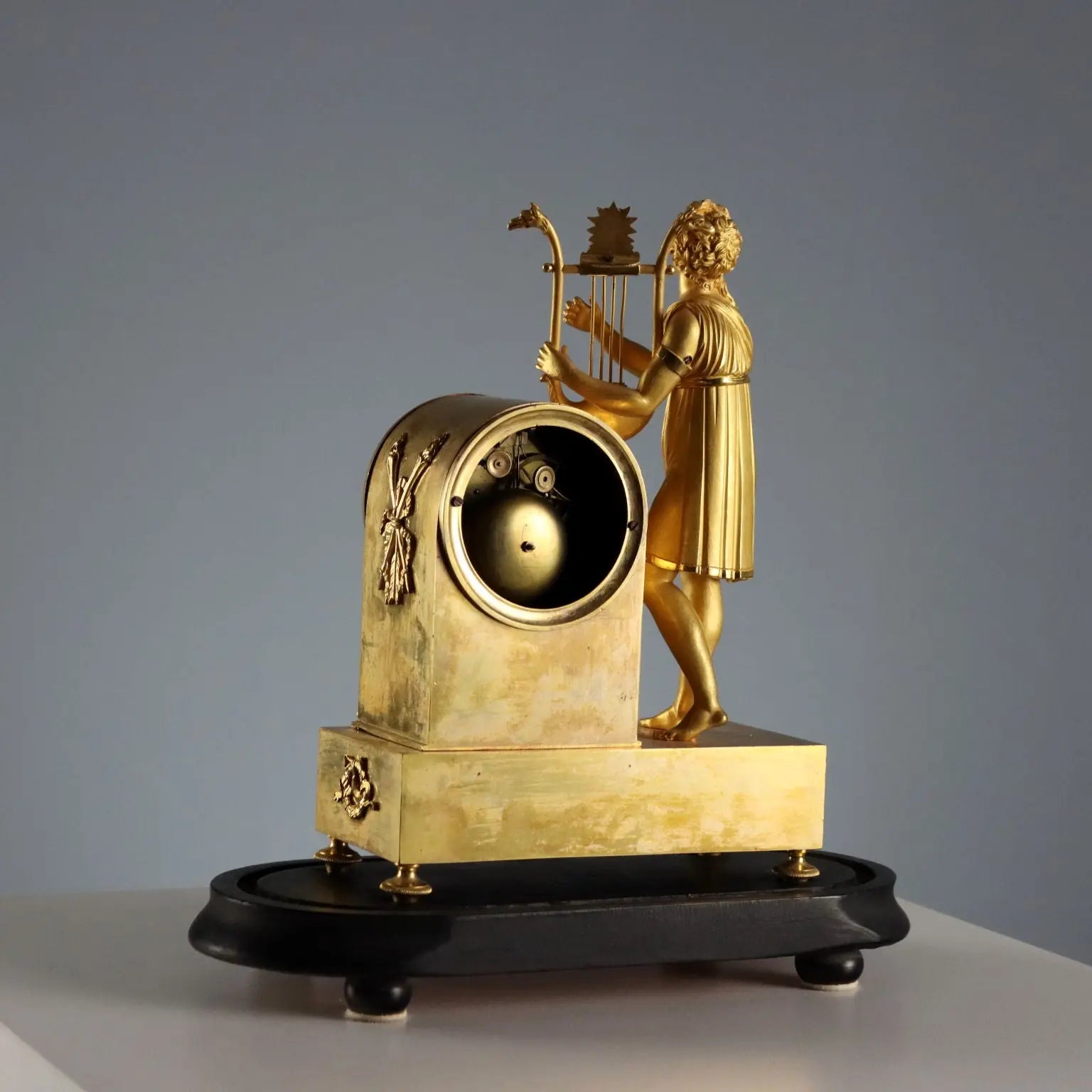 Antique Table Clock Napoleon III Gilded Bronze XIX Century
