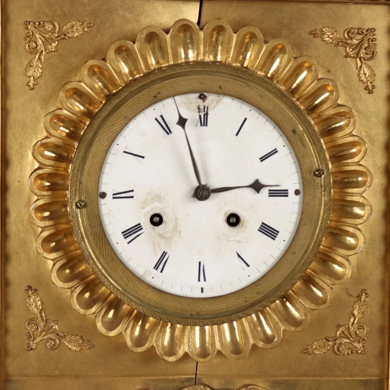 Antique Pendulum Clock Carved Gilded Wood Austria XIX Century