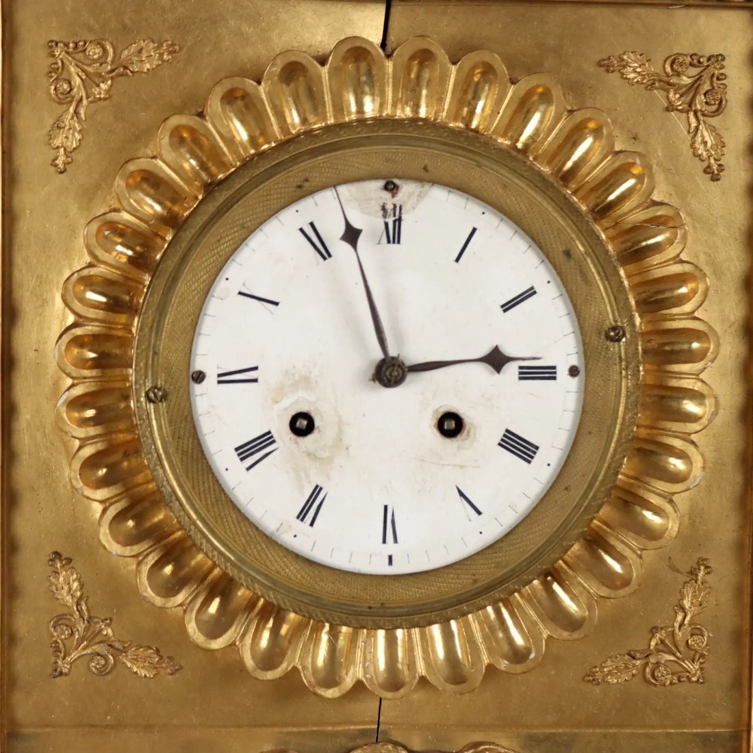 Antique Pendulum Clock Carved Gilded Wood Austria XIX Century