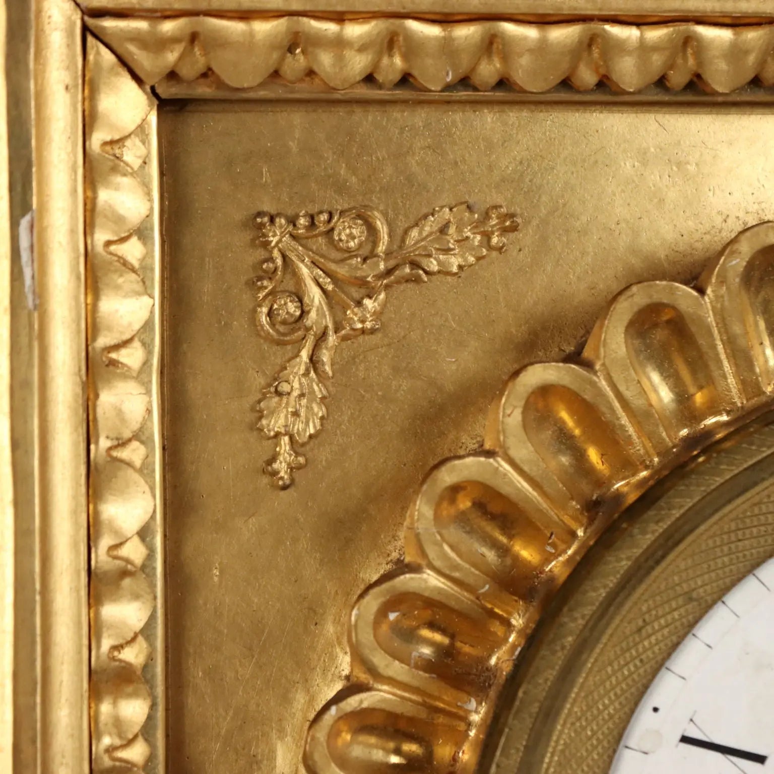 Antique Pendulum Clock Carved Gilded Wood Austria XIX Century