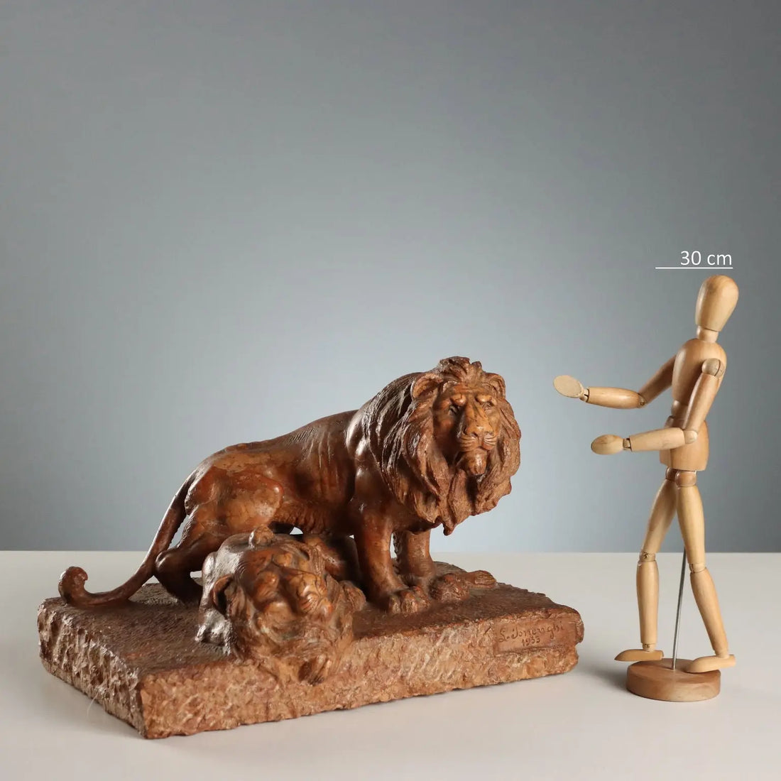 Antique Sculpture Marble Lions Italy XX Century