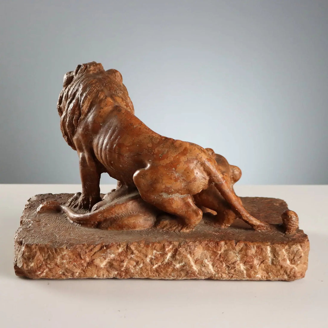 Antique Sculpture Marble Lions Italy XX Century