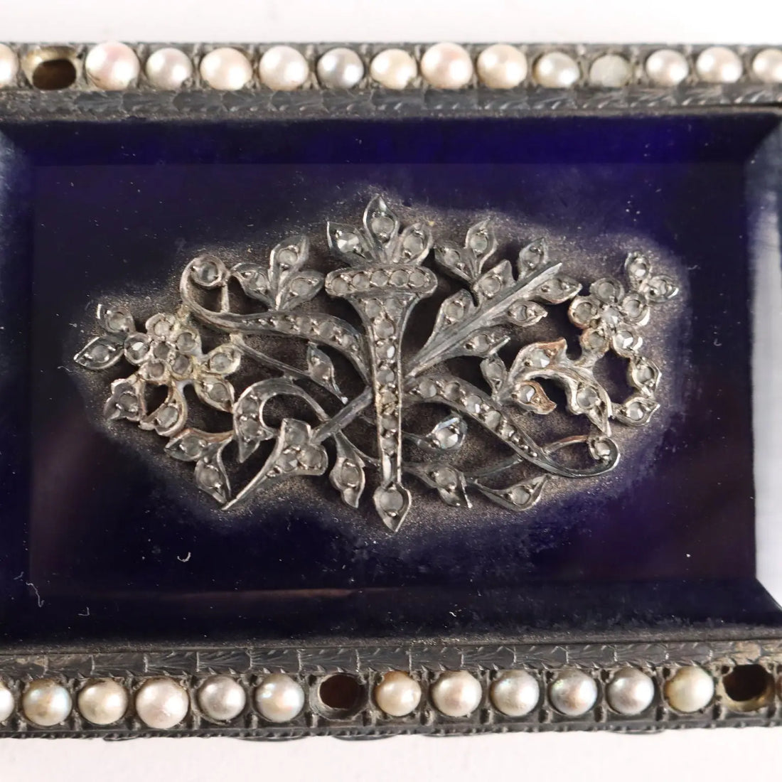 Antique Snuffbox Silver Glass Beads Italy Early XX Century