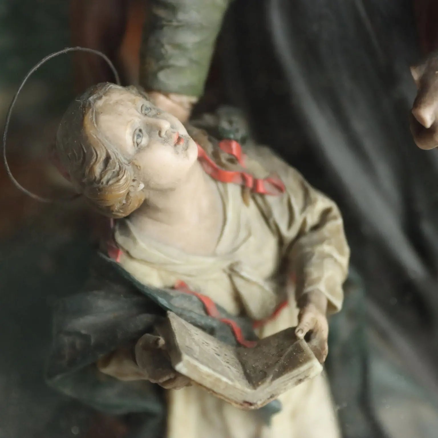 Antique Case with Sculpture Saint Anne and the Virgin Mary XIX Century