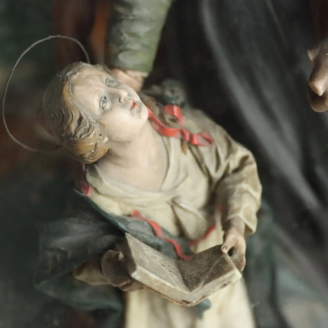 Antique Case with Sculpture Saint Anne and the Virgin Mary XIX Century