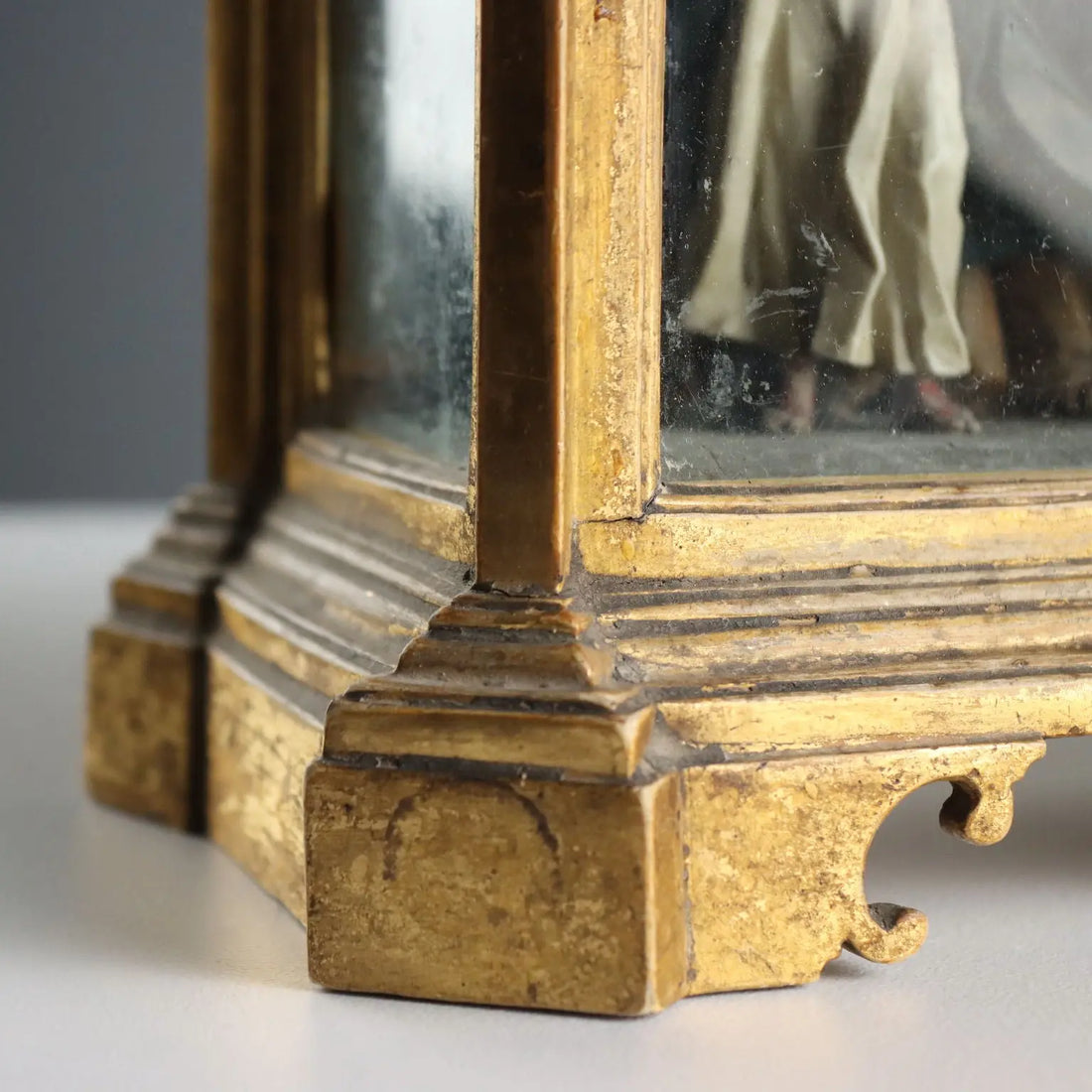 Antique Case with Sculpture Saint Anne and the Virgin Mary XIX Century