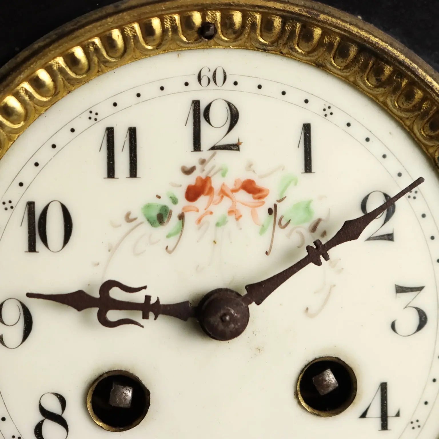 Antique Table Clock Black Marble Metal France XIX-XX Century
