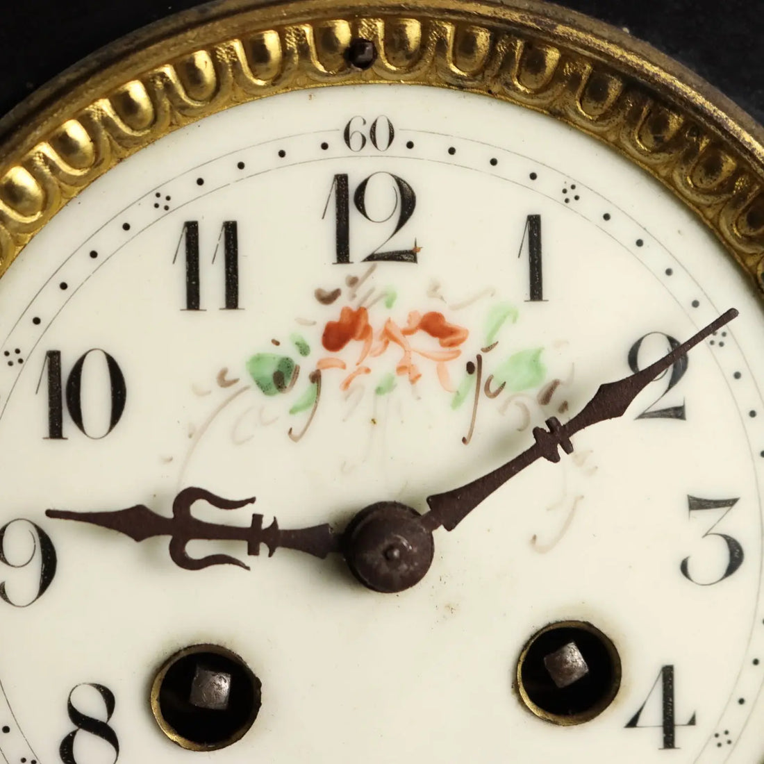 Antique Table Clock Black Marble Metal France XIX-XX Century