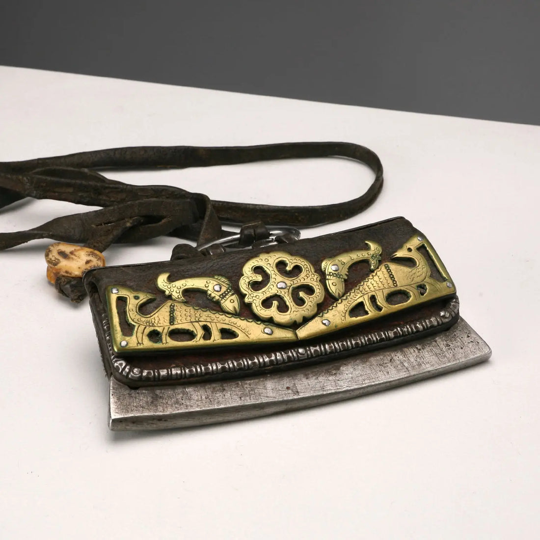 Khampa Ethnic Case Leather Bronze Iron Tibet XIX Century