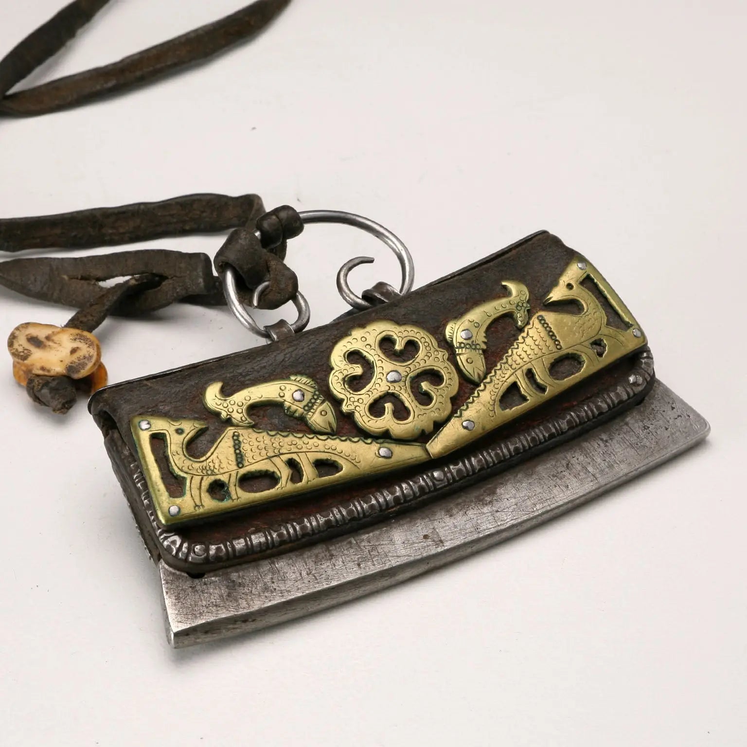 Khampa Ethnic Case Leather Bronze Iron Tibet XIX Century