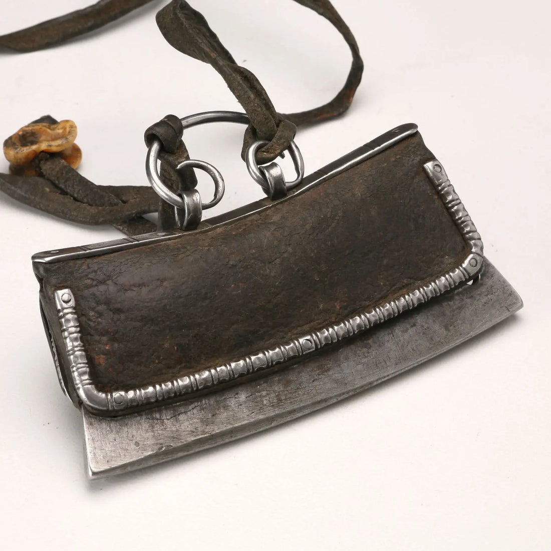 Khampa Ethnic Case Leather Bronze Iron Tibet XIX Century