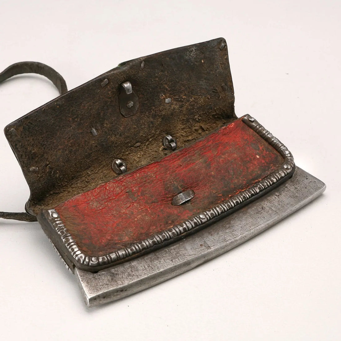 Khampa Ethnic Case Leather Bronze Iron Tibet XIX Century